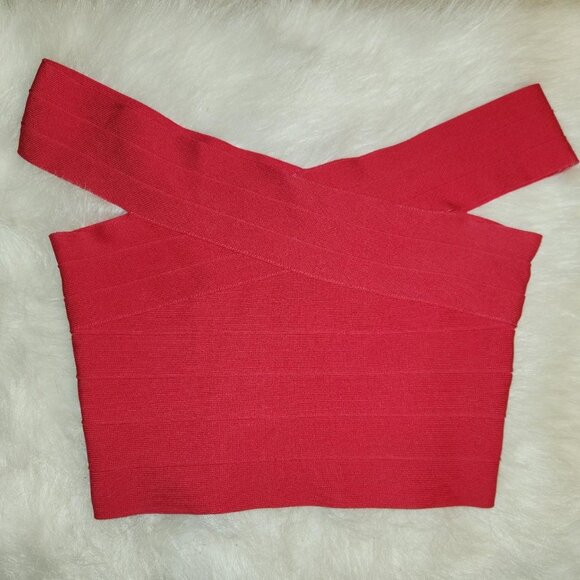 Guess Bandage Hot Pink Off Shoulder Top! - Picture 2 of 5